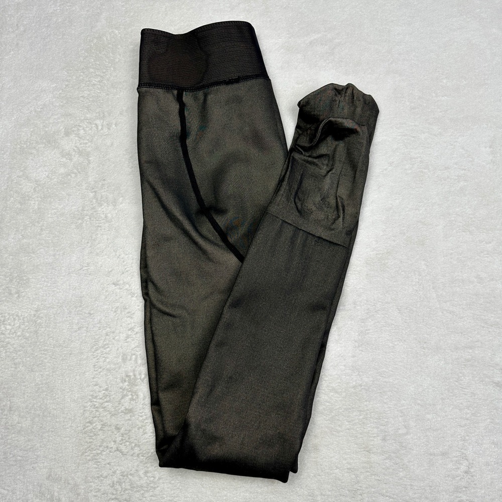 Fleece Lined Footed Leggings Olive High Waisted Thermal Tights Women's